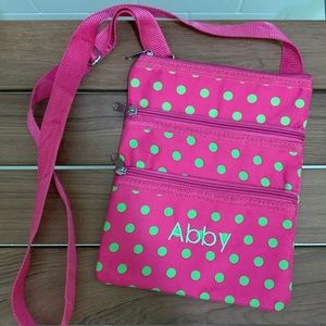 “Abby” Monogrammed Polka Dot Crossbody Purse